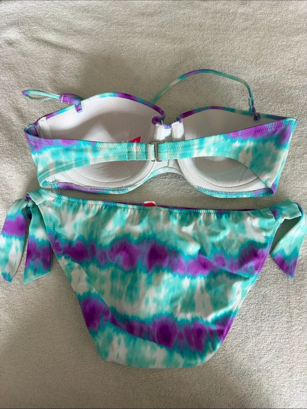 Victoria's Secret Aqua & Purple Tie-Dye Bandeau Bikini